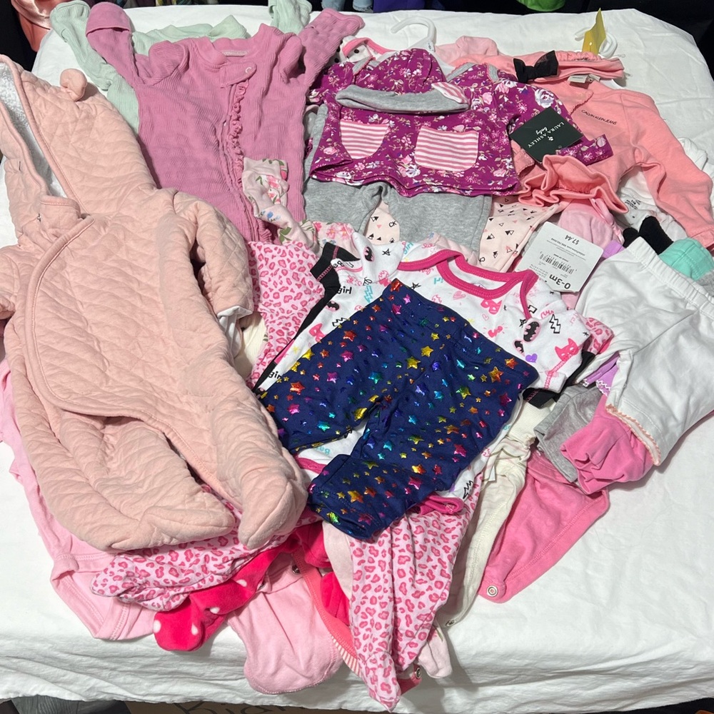 Bundle of 45 piece baby girl size 0-3 clothes